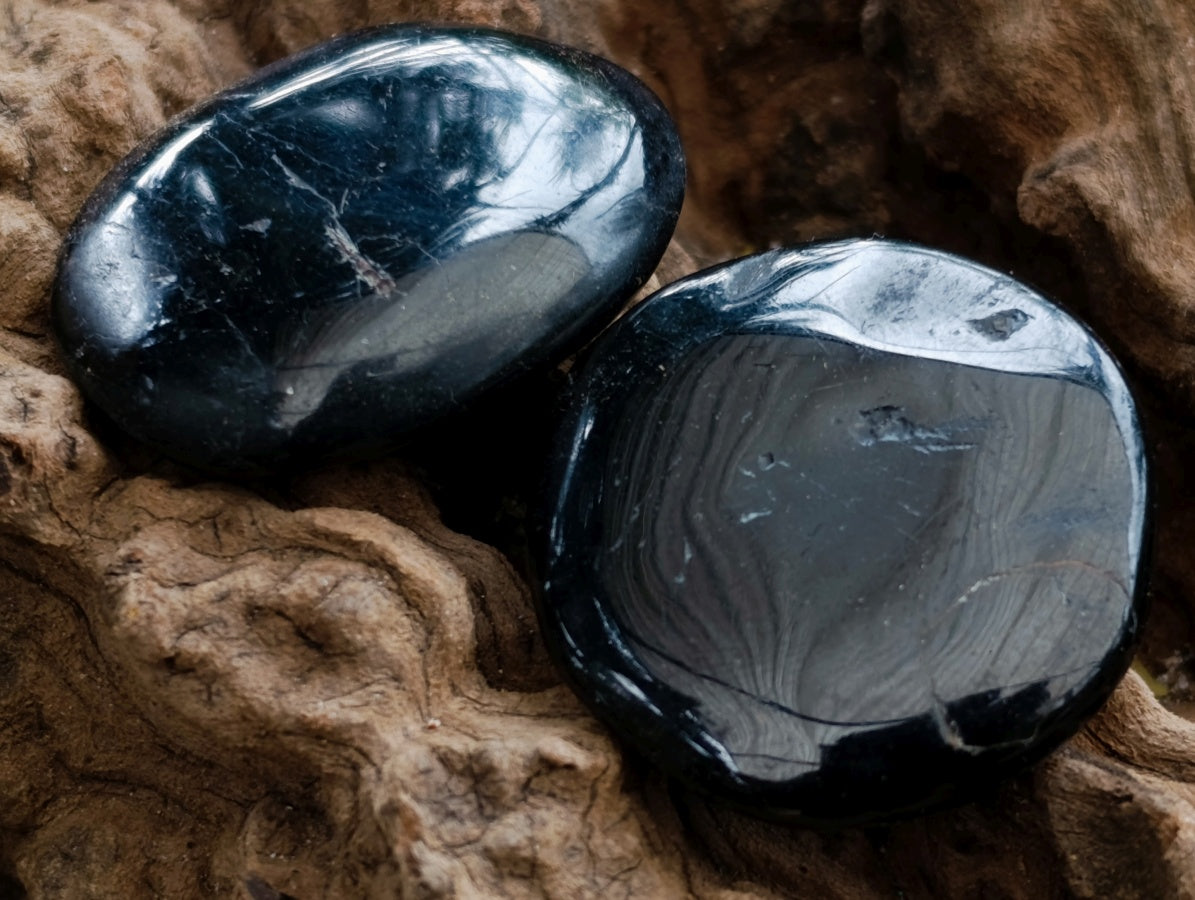 Polished Mini Black Tourmaline Galets x 35 From Madagascar