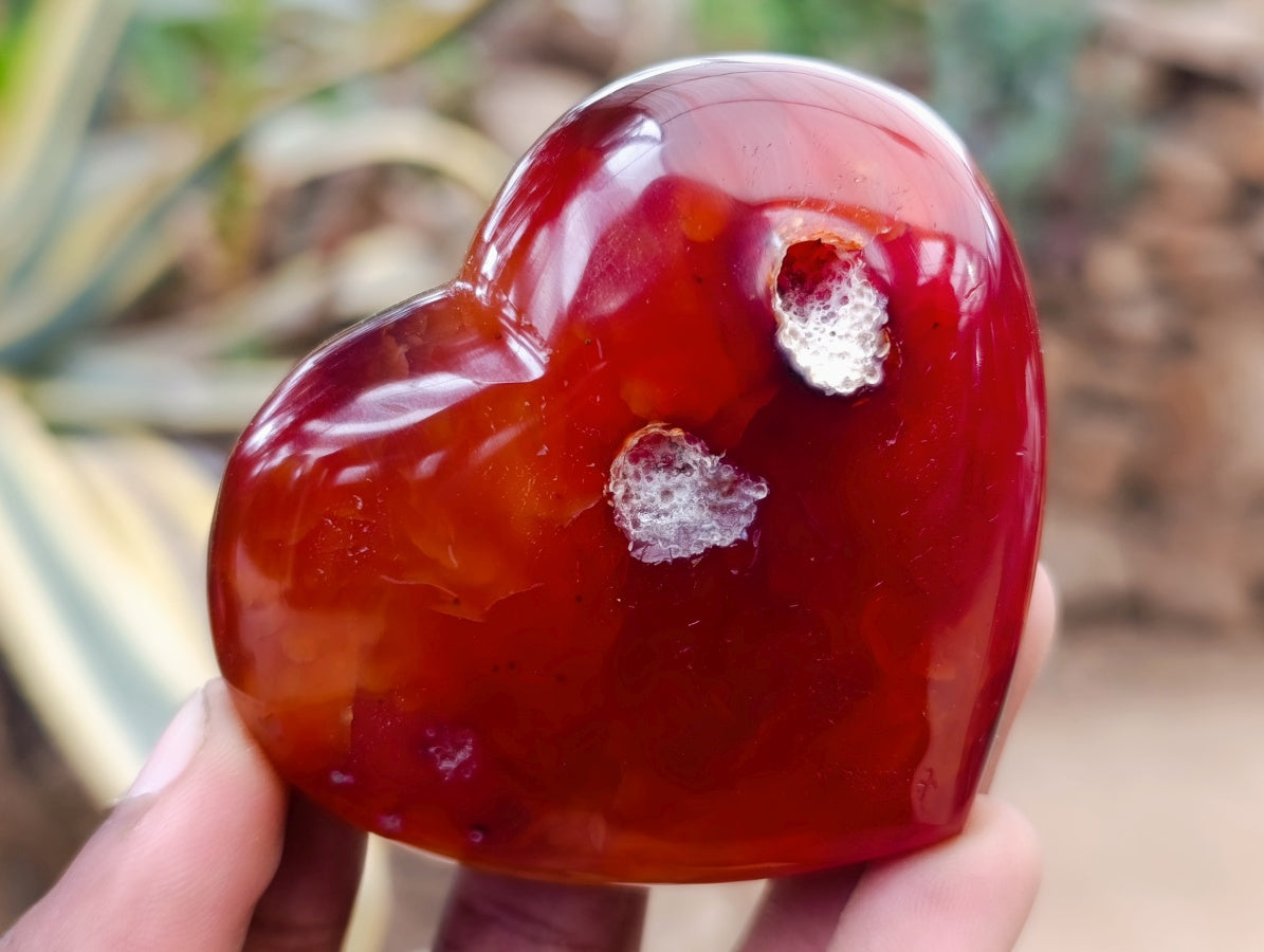 Polished Carnelian Agate Gemstone Hearts x 6 From Madagascar - Toprock Gemstones and Minerals 