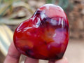 Polished Carnelian Agate Gemstone Hearts x 6 From Madagascar - Toprock Gemstones and Minerals 