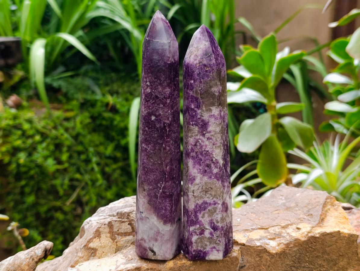 Polished Lepidolite Display Crystals x 3 From Ambatondrazaka, Madagascar