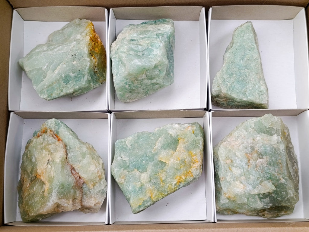 Natural Cobbed Aquamarine Specimens x 6 From Northern Cape, South Africa