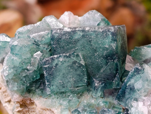 Natural Cubic Green Fluorite Cluster Specimens x 2 From Mandrosonoro, Madagascar - Toprock Gemstones and Minerals 