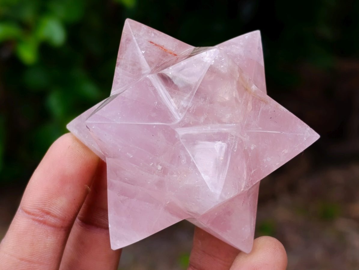 Hand Made Gemmy Rose Quartz Merkabahs x 2 From Madagascar - Toprock Gemstones and Minerals 