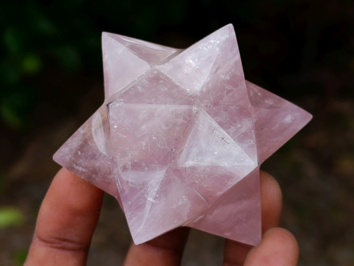 Hand Made Gemmy Rose Quartz Merkabahs x 2 From Madagascar