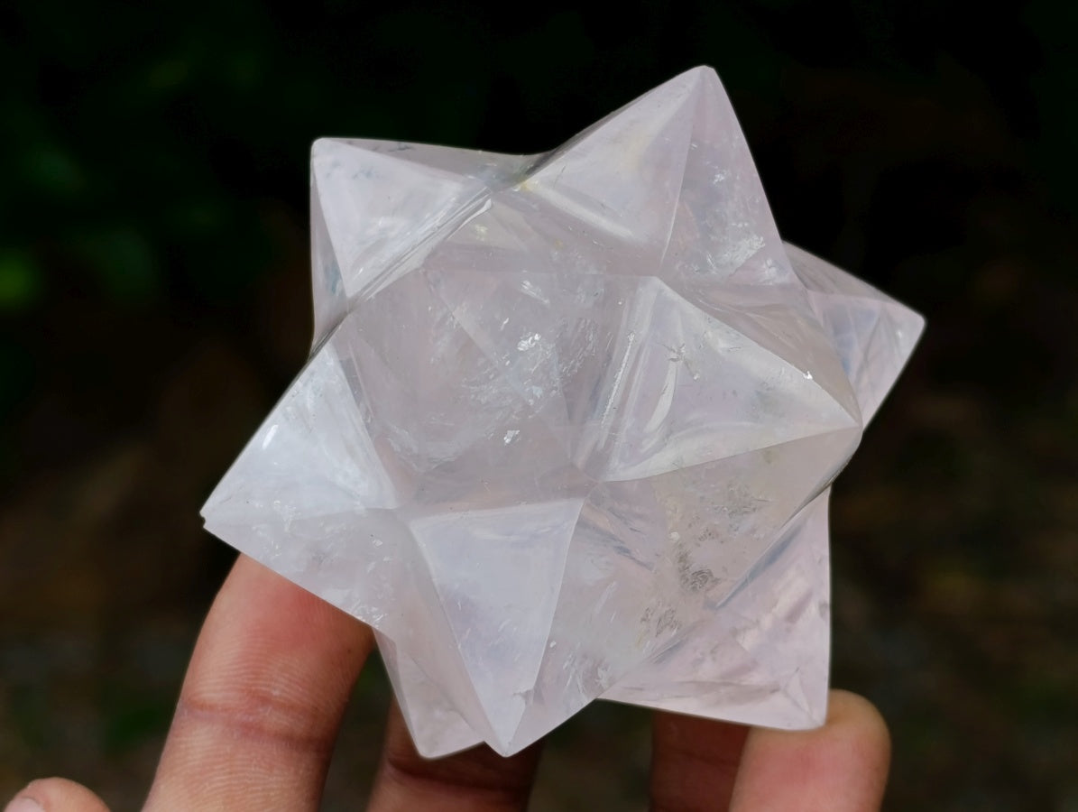 Hand Made Gemmy Rose Quartz Merkabahs x 2 From Madagascar