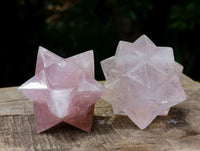 Hand Made Gemmy Rose Quartz Merkabahs x 2 From Madagascar