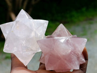 Hand Made Gemmy Rose Quartz Merkabahs x 2 From Madagascar
