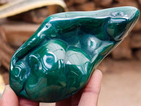 Polished Flower Banded Malachite Free Forms x 3 From Congo