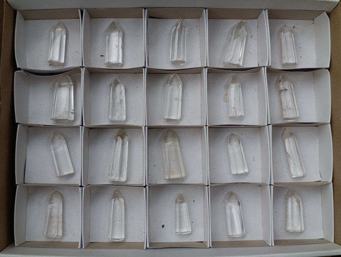 Polished Semi Optic Clear Quartz Jewellery Crystals x 20 From Madagascar