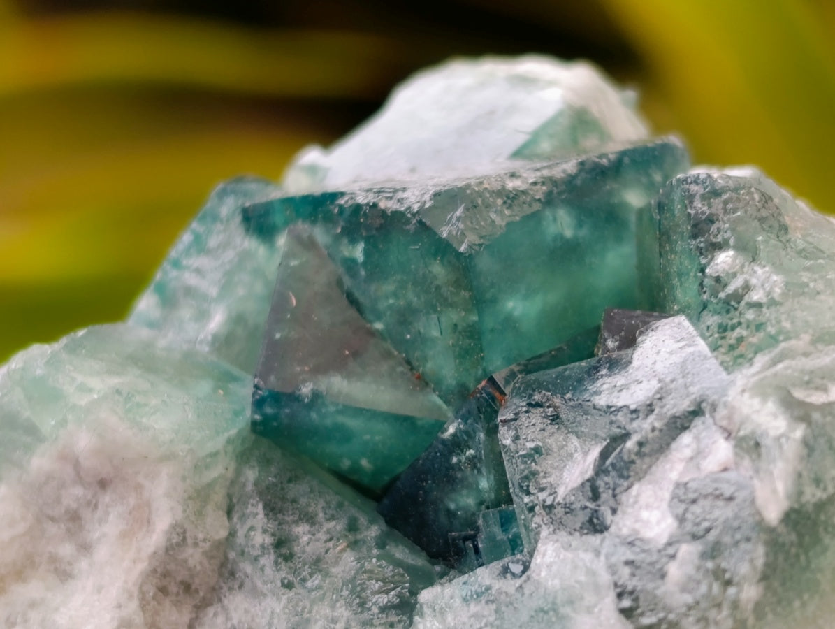 Natural Cubic Green Fluorite Cluster Specimens x 3 From Mandrosonoro, Madagascar