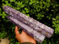 Polished Lepidolite With Pink Rubellite Tourmaline Towers x 2 From Ambatondrazaka, Madagascar