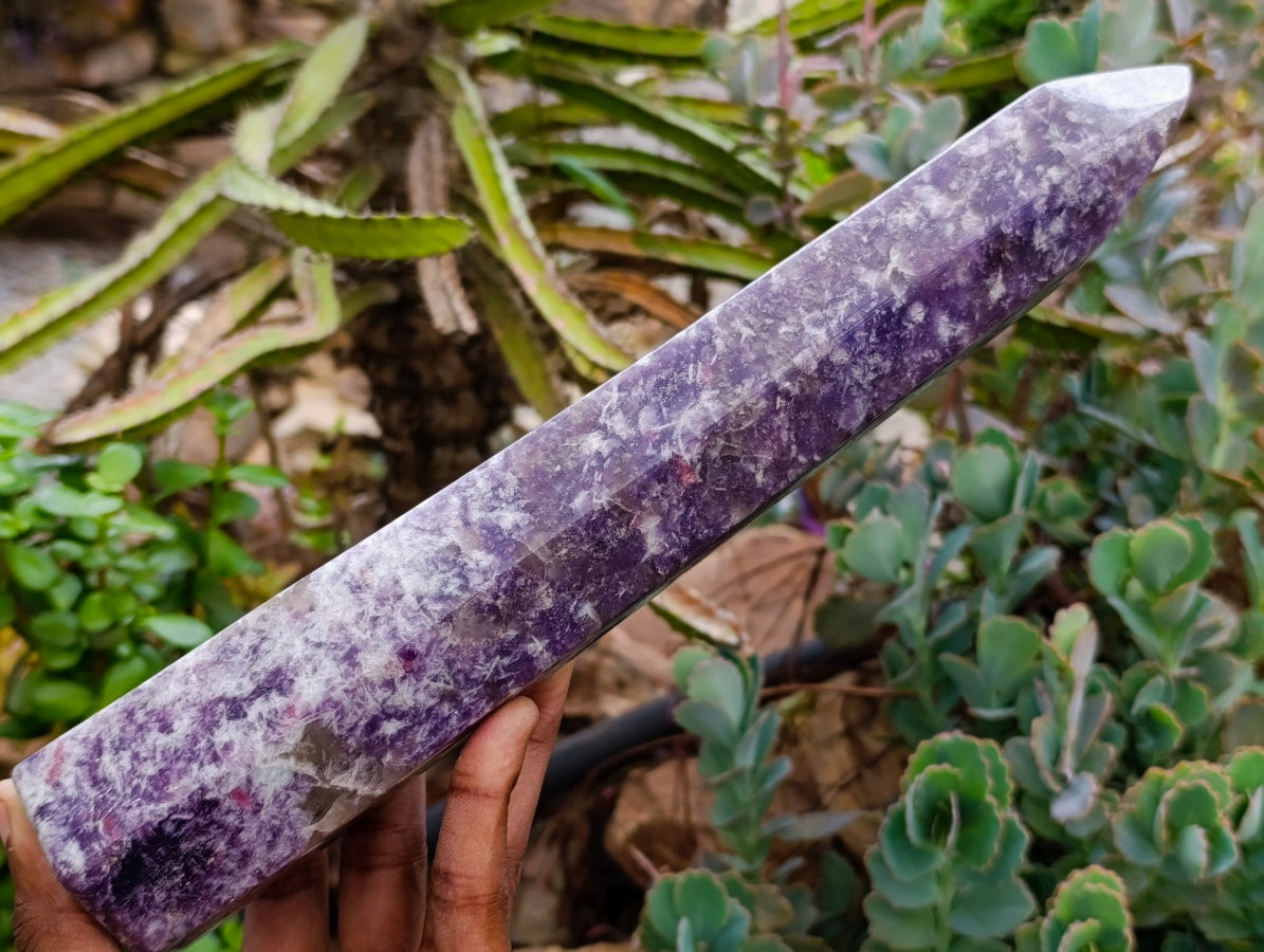 Polished Lepidolite With Pink Rubellite Tourmaline Towers x 2 From Ambatondrazaka, Madagascar