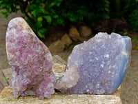 Polished On One Side Agate and Amethyst Display Pieces x 3 From Madagascar