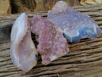 Polished On One Side Agate and Amethyst Display Pieces x 3 From Madagascar
