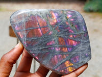 Polished Rare Purple Sunset Flash Labradorite Standing Free Forms x 2 From Madagascar