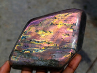 Polished Rare Purple Sunset Flash Labradorite Standing Free Forms x 2 From Madagascar