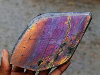 Polished Rare Purple Sunset Flash Labradorite Standing Free Forms x 2 From Madagascar