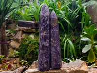 Polished Lepidolite With Pink Rubellite Tourmaline Towers x 2 From Ambatondrazaka, Madagascar
