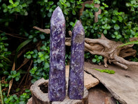 Polished Lepidolite With Pink Rubellite Tourmaline Towers x 2 From Ambatondrazaka, Madagascar