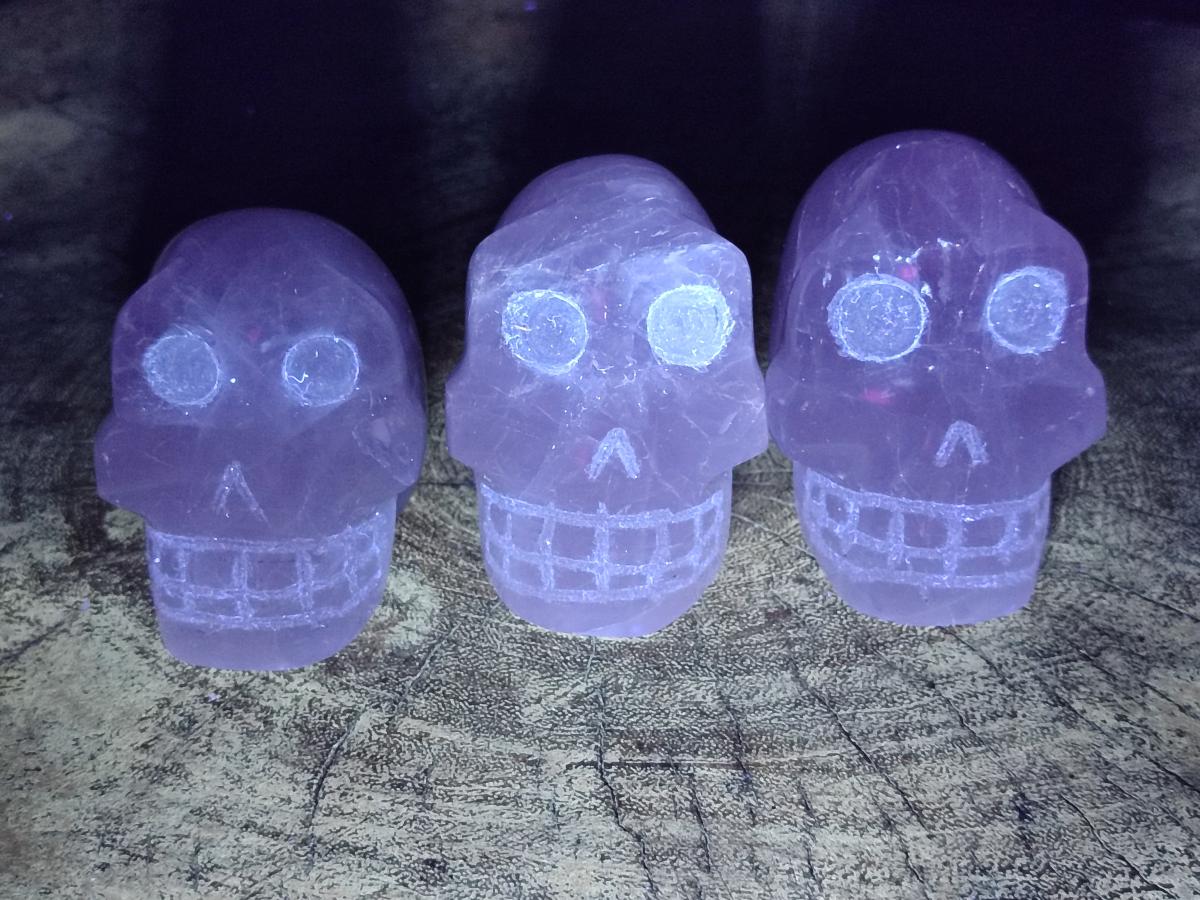 Hand Made Gemmy Rose Quartz Skull x 4 From Madagascar