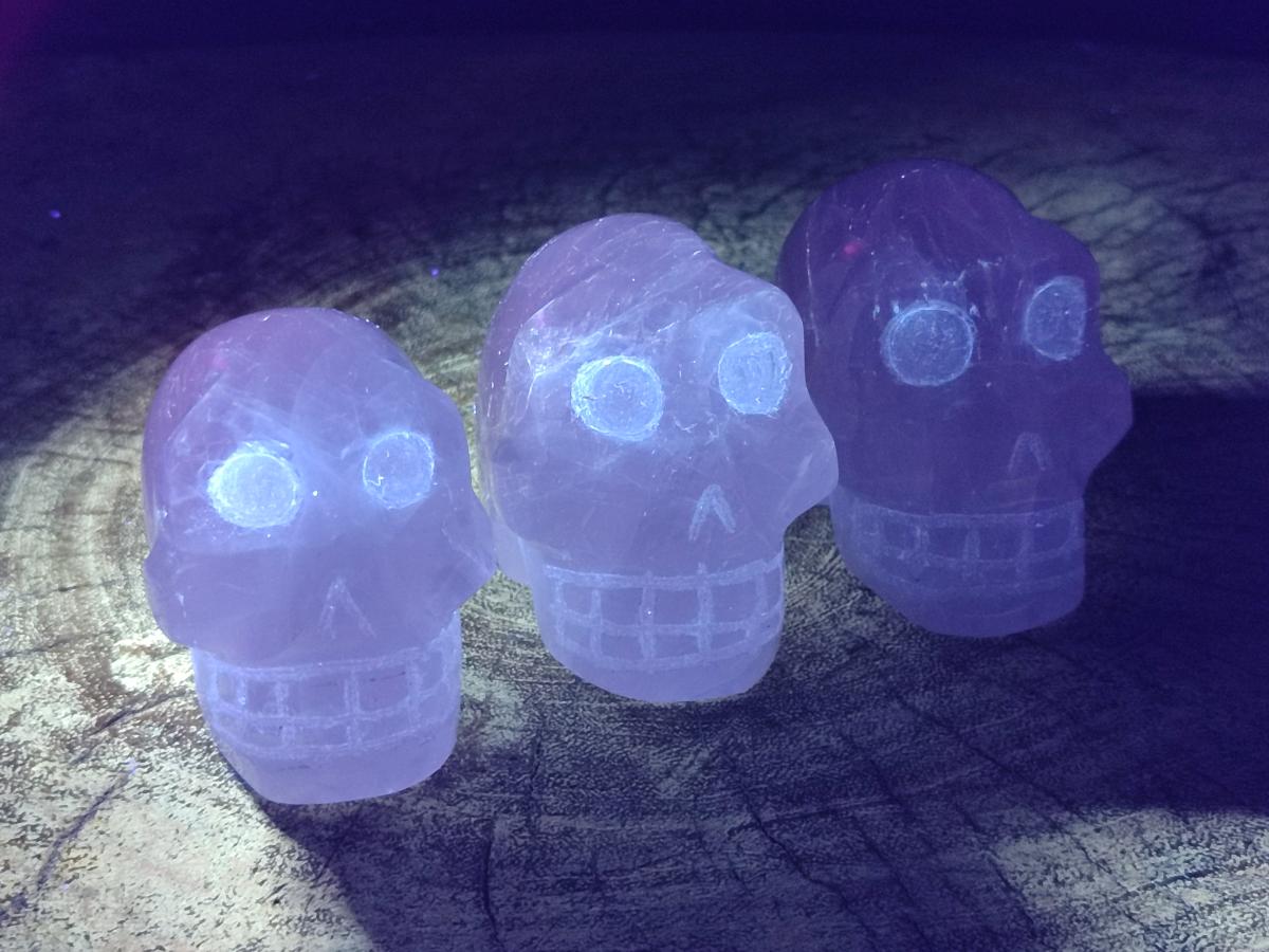 Hand Made Gemmy Rose Quartz Skull x 4 From Madagascar