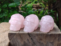 Hand Made Gemmy Rose Quartz Skull x 4 From Madagascar