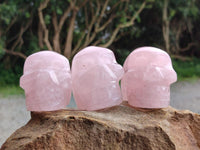 Hand Made Gemmy Rose Quartz Skull x 4 From Madagascar