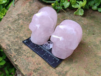 Hand Made Gemmy Rose Quartz Skull x 4 From Madagascar