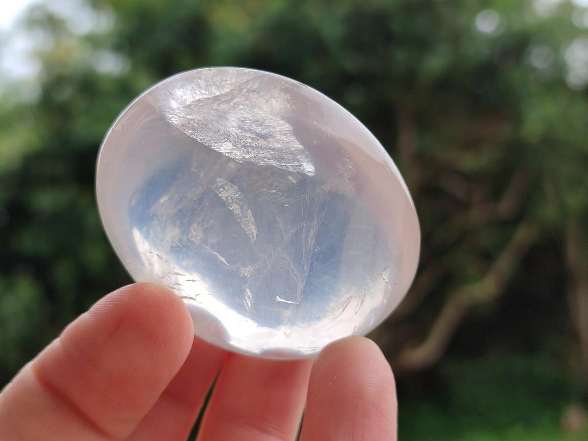 Polished Girasol Pearl Quartz Palm Stones x 20 From Ambatondrazaka, Madagascar