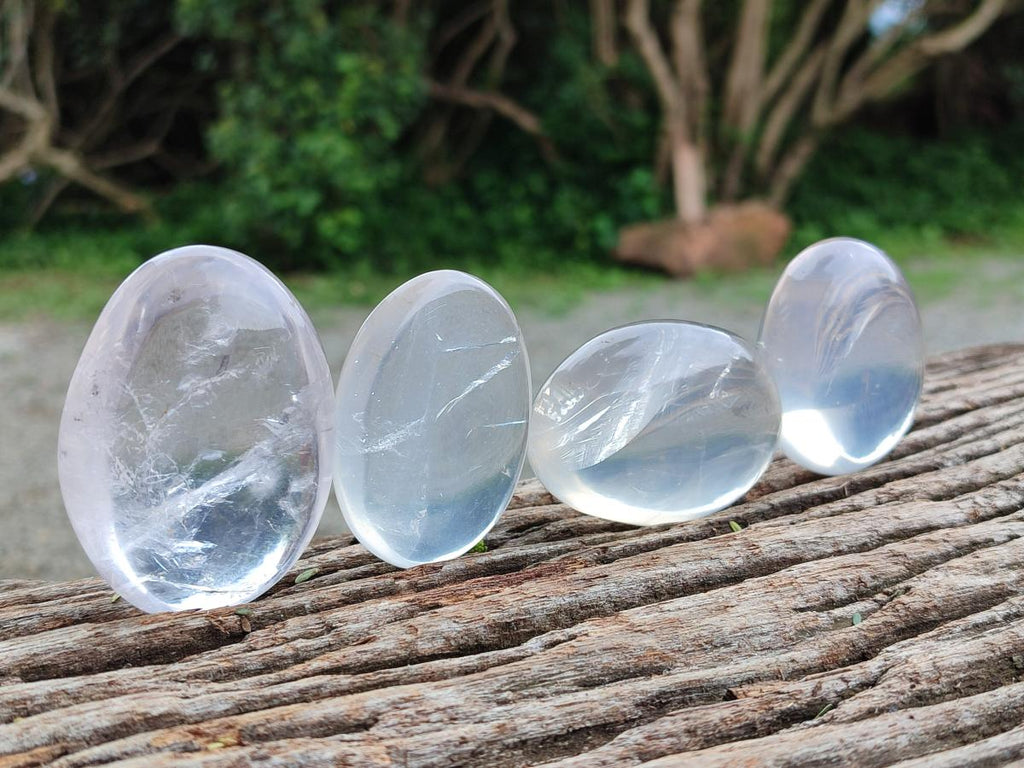Polished Girasol Pearl Quartz Palm Stones x 20 From Ambatondrazaka, Madagascar