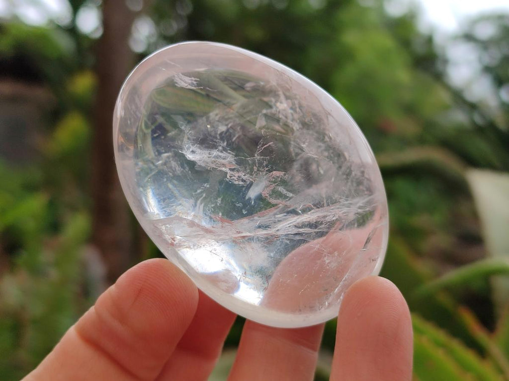 Polished Girasol Pearl Quartz Palm Stones x 20 From Ambatondrazaka, Madagascar