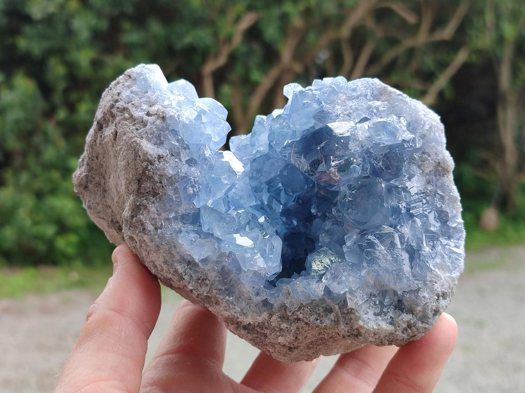 Natural Blue Celestite Geode Specimens x 2 From Sakoany, Madagascar