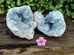 Natural Blue Celestite Geode Specimens x 2 From Sakoany, Madagascar