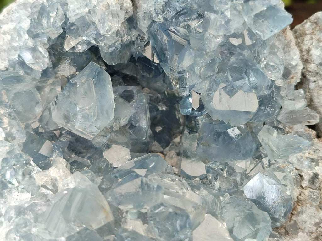 Natural Blue Celestite Geode Specimens x 2 From Sakoany, Madagascar