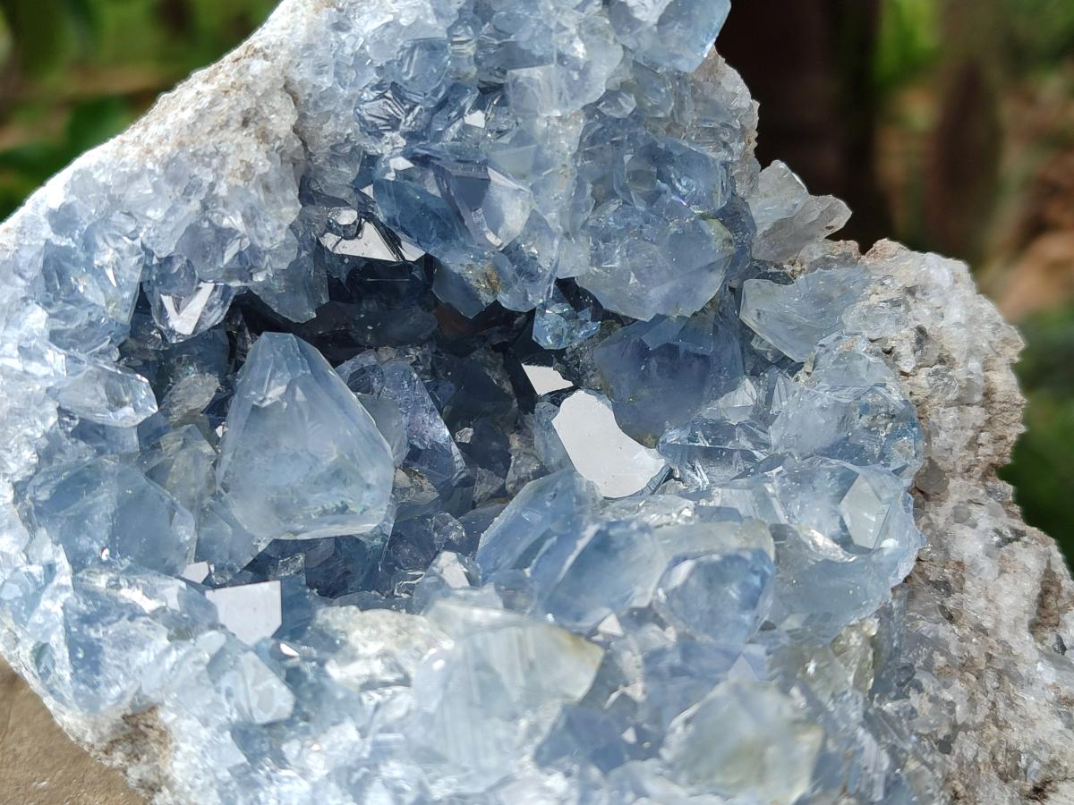 Natural Blue Celestite Geode Specimens x 2 From Sakoany, Madagascar