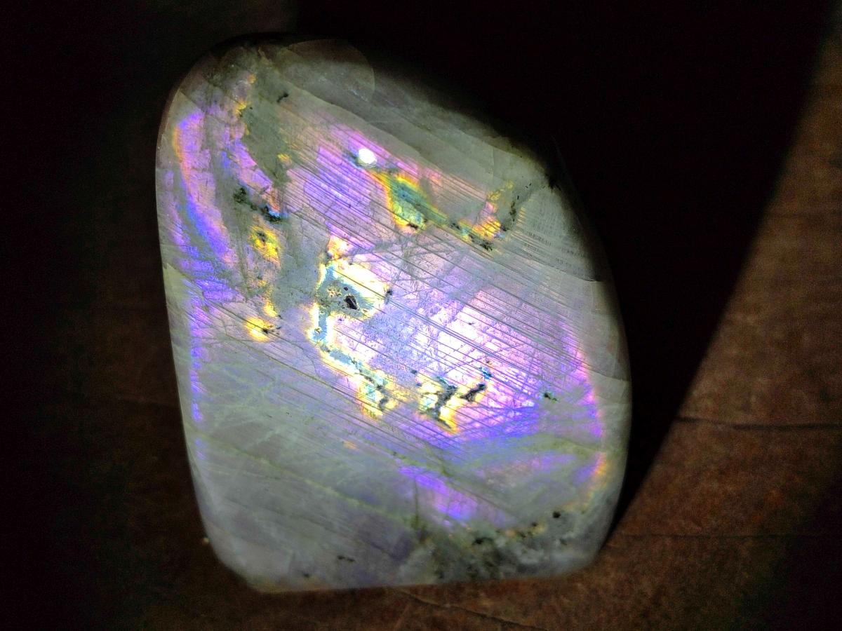 Polished Rare Purple Sunset Flash Labradorite Standing Free Forms x 2 From Madagascar