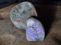 Polished Rare Purple Sunset Flash Labradorite Standing Free Forms x 2 From Madagascar