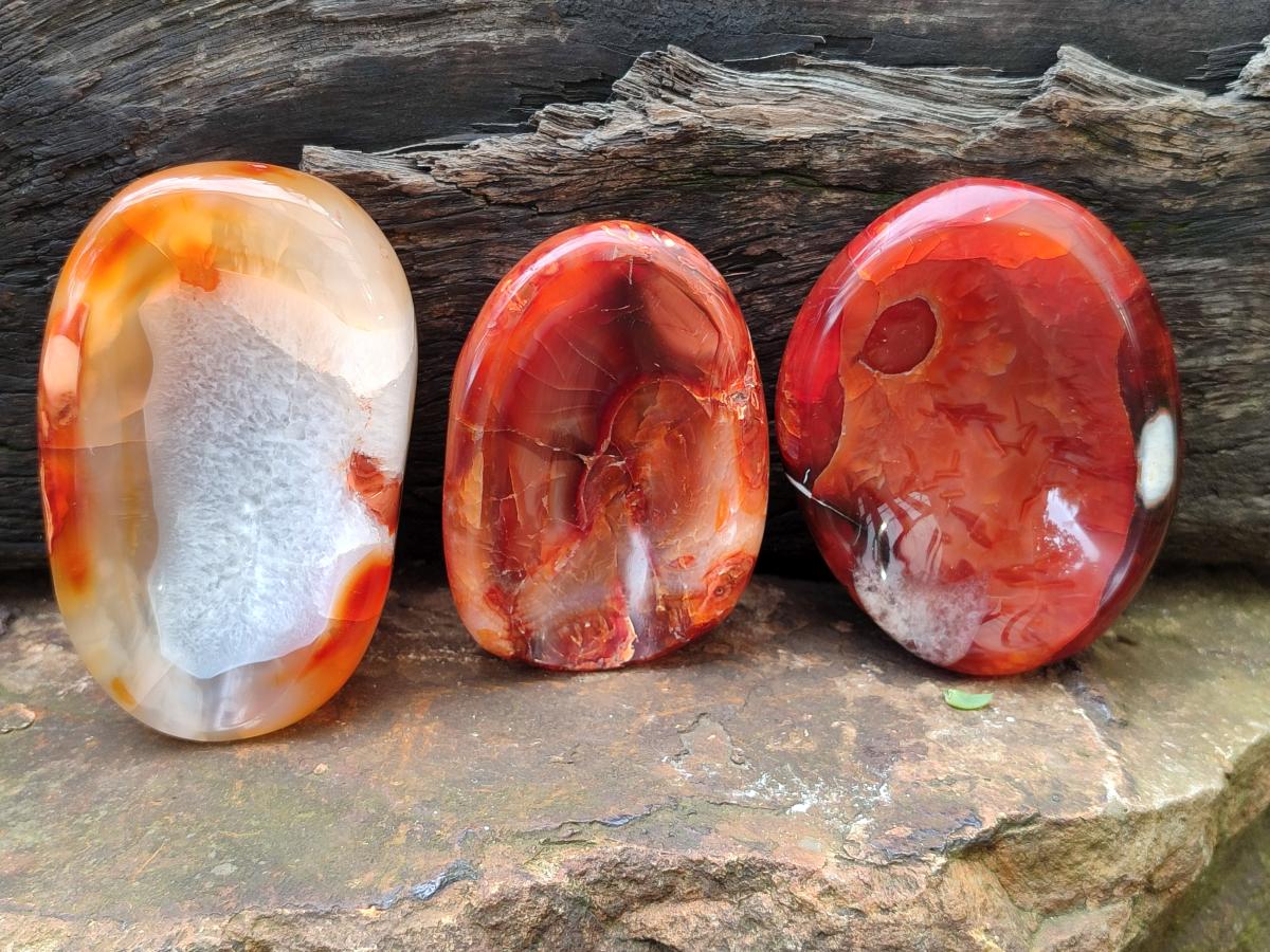 Polished Carnelian Agate Gemstone Bowls x 6 From Madagascar