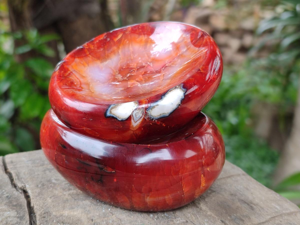 Polished Carnelian Agate Gemstone Bowls x 6 From Madagascar