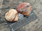 Polished Red Podocarpus Petrified Wood Hearts x 20 From Mahajanga, Madagascar
