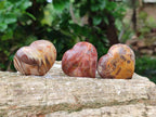 Polished Red Podocarpus Petrified Wood Hearts x 20 From Mahajanga, Madagascar