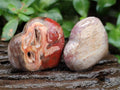 Polished Red Podocarpus Petrified Wood Hearts x 20 From Mahajanga, Madagascar