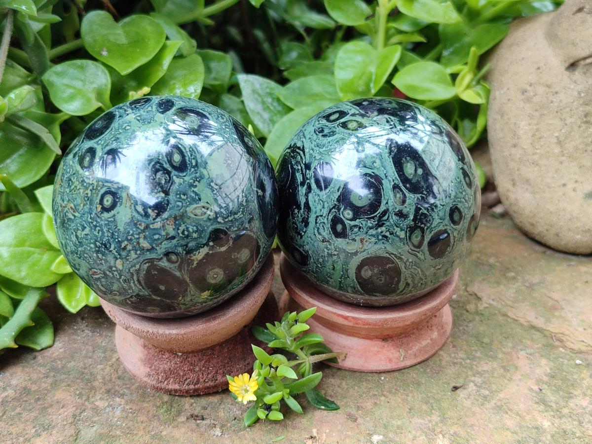 Polished Stromatolite Spheres x 4 From Katsepy, Madagascar