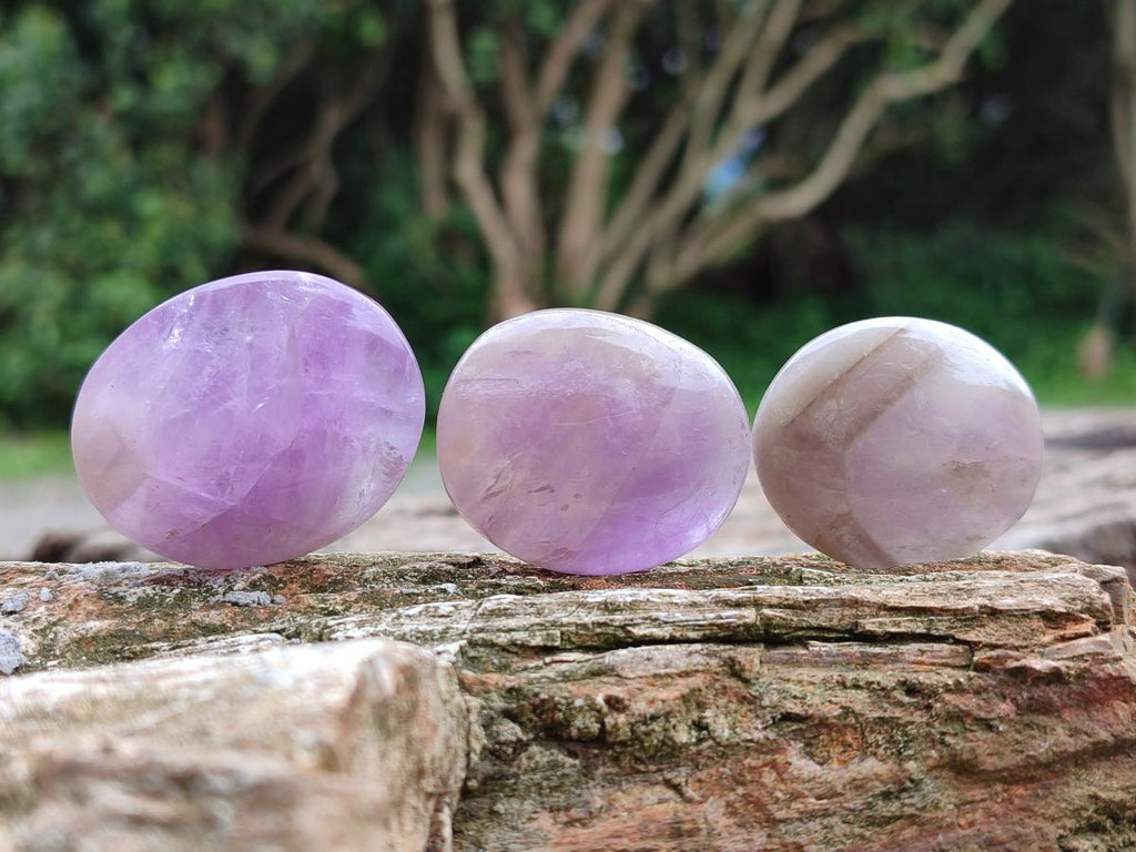 Polished Chevron Amethyst Galets x 35 From Madagascar