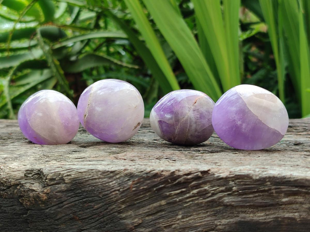 Polished Chevron Amethyst Galets x 35 From Madagascar