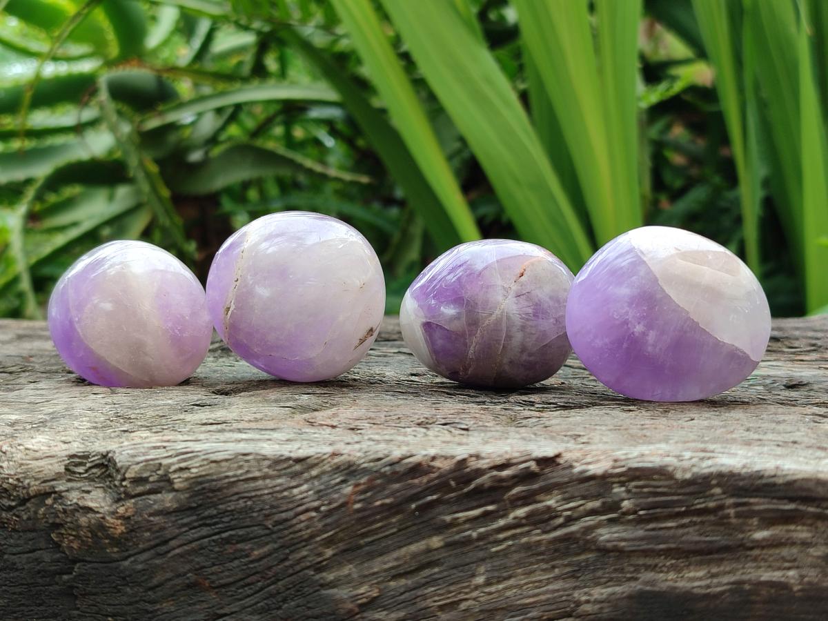 Polished Chevron Amethyst Galets x 35 From Madagascar