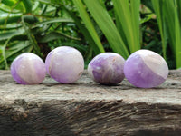 Polished Chevron Amethyst Galets x 35 From Madagascar