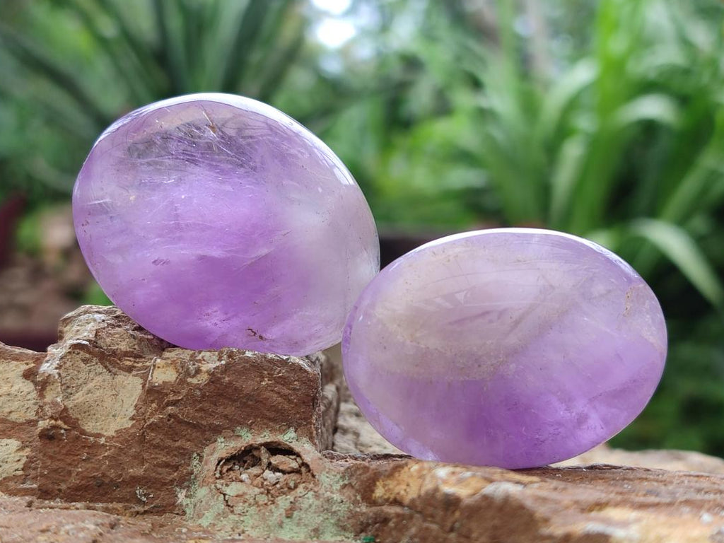 Polished Chevron Amethyst Galets x 35 From Madagascar