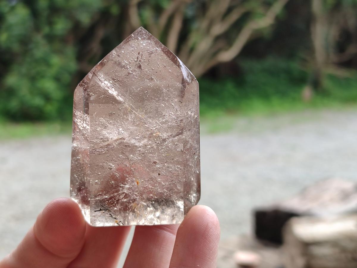 Polished Mixed Smokey Window Quartz Crystals x 17 From Madagascar