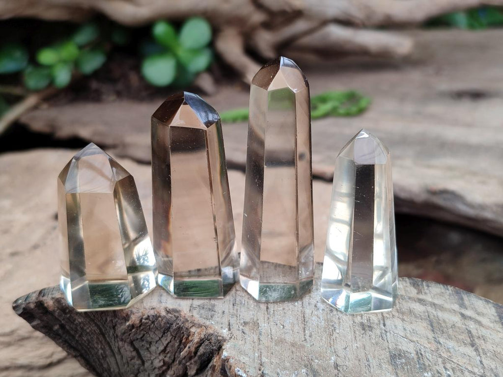 Polished Mixed Smokey Window Quartz Crystals x 17 From Madagascar